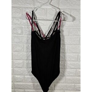 Victoria Secret Sport Womens Bodysuit Size Medium Black Spaghetti‎ Strap